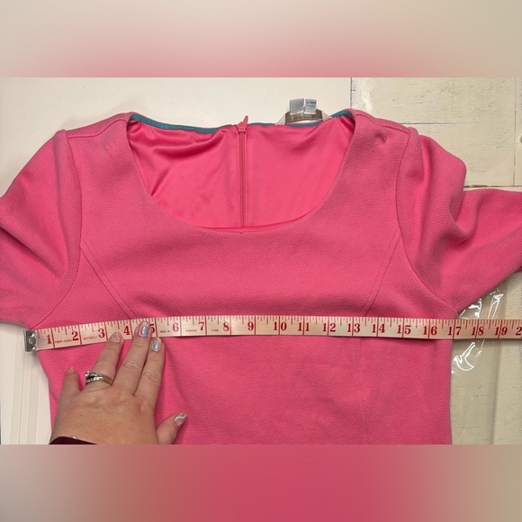 Boden Suzie Drop Waist Dress Size 8 Barbie Pink 3/4 Sleeve Ponte Knit - Picture 3 of 6